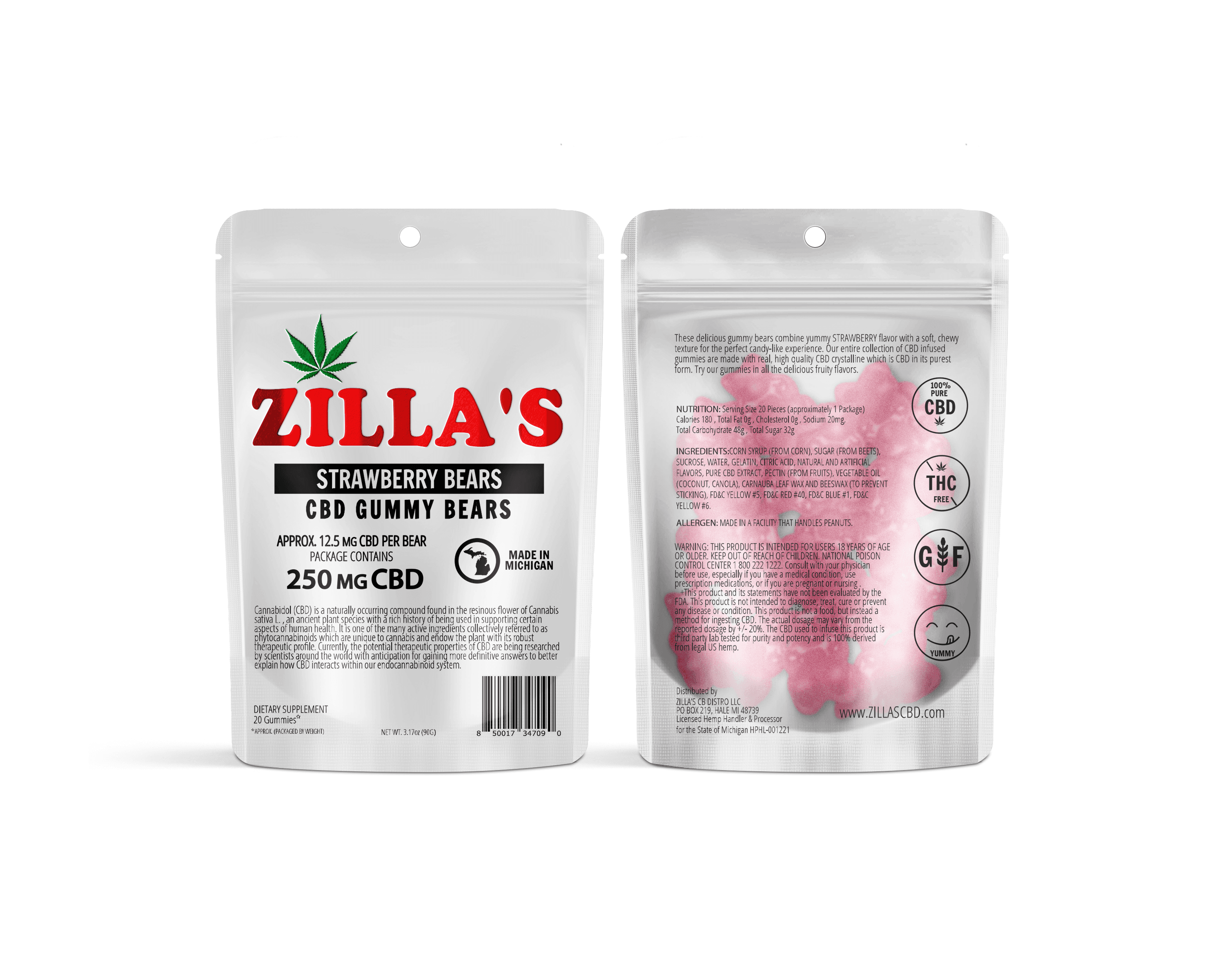 Zilla's Strawberry | 250mg CBD Gummy Bears