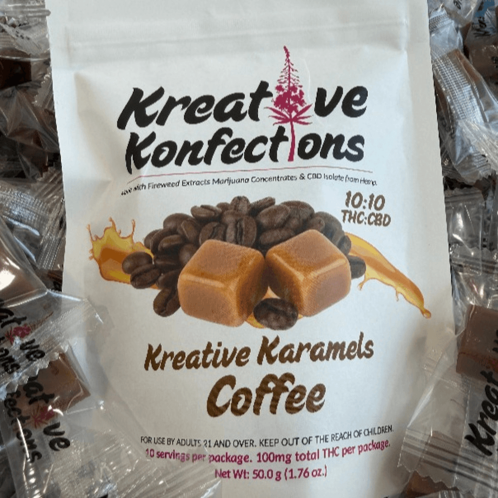 Kreative Konfections Coffee 1:1 (100mg) Sativa Karamels 10pk by Kreative Konfections