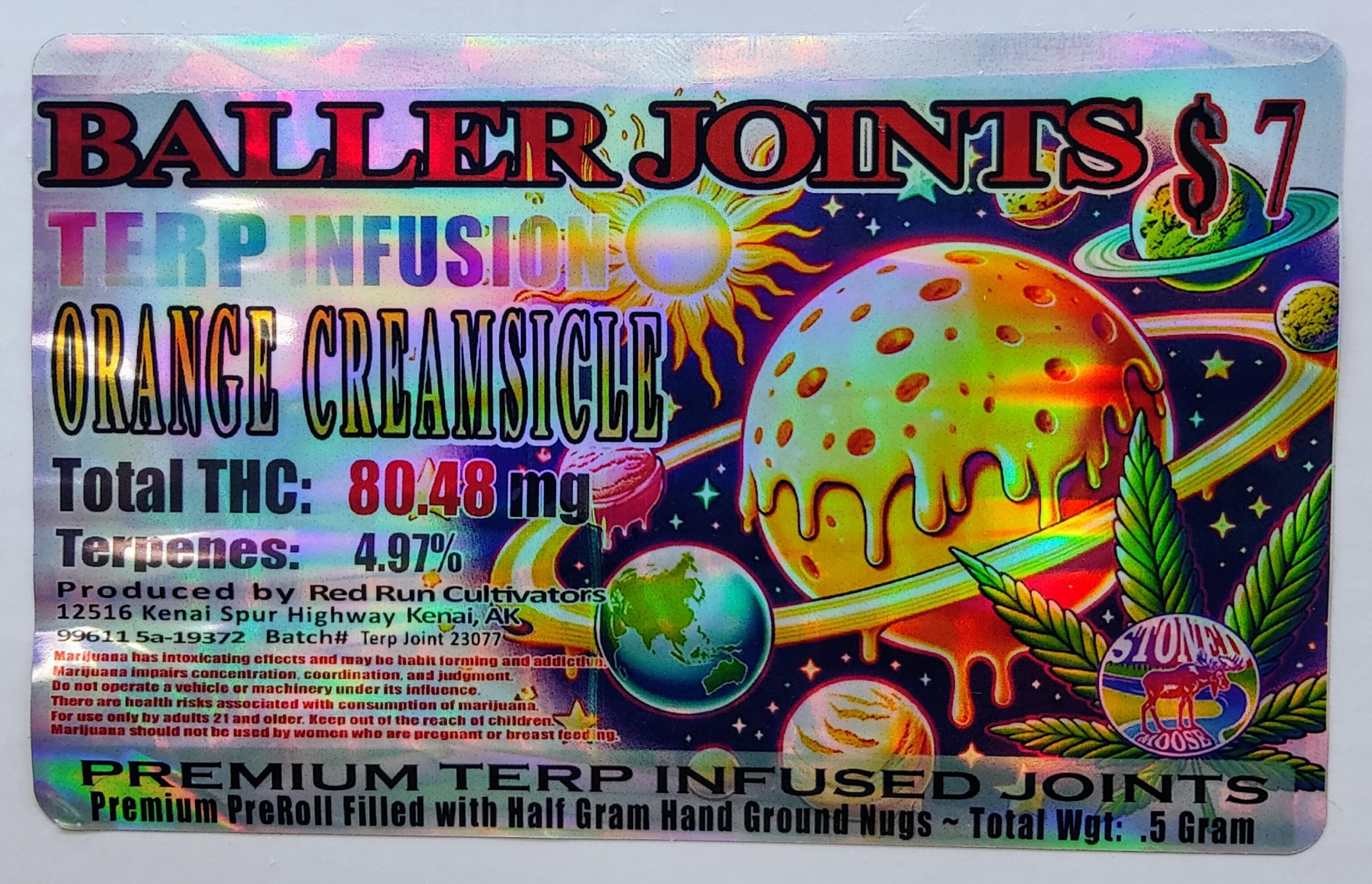 Red Run Cannnabis Company Orange Creamsicle Terp Infused Pre Roll