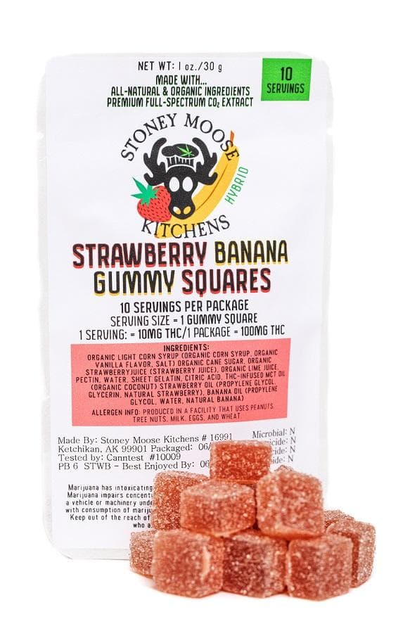 Stoney Moose Kitchens Strawberry Banana Gummy Squares - 10pk 100mg