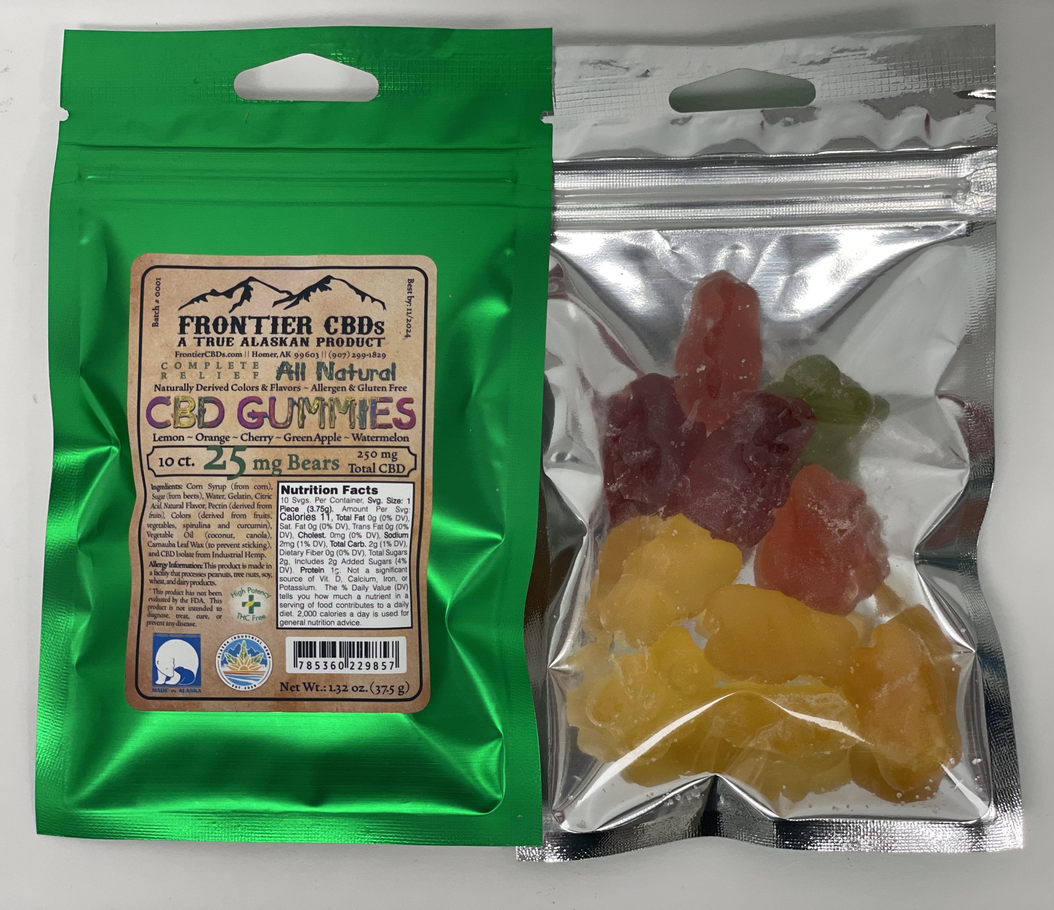 Frontier CBDS CBD All Natural Gummies - 10ct, 25mg