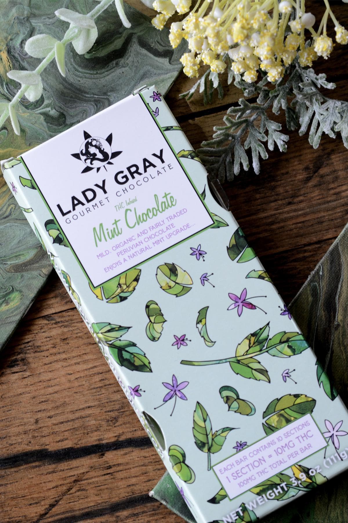 Lady Gray Mint Chocolate Bar - 100 mg