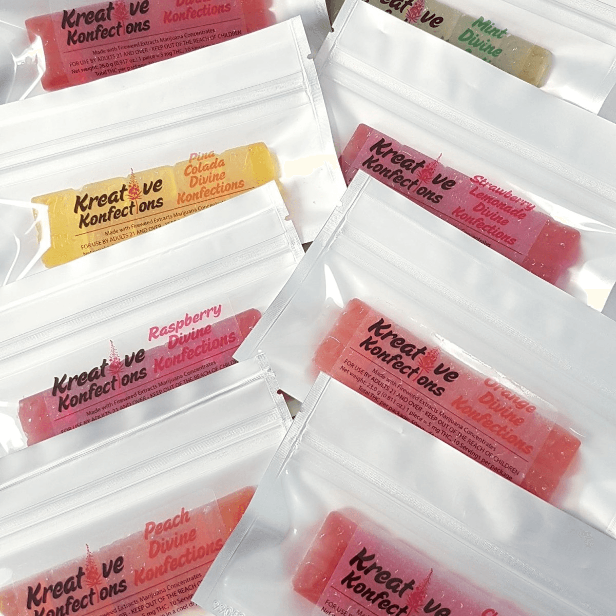 Kreative Konfections Raspberry 1:1 (100mg) Indica Divine Hard Candies 10pk by Kreative Konfections