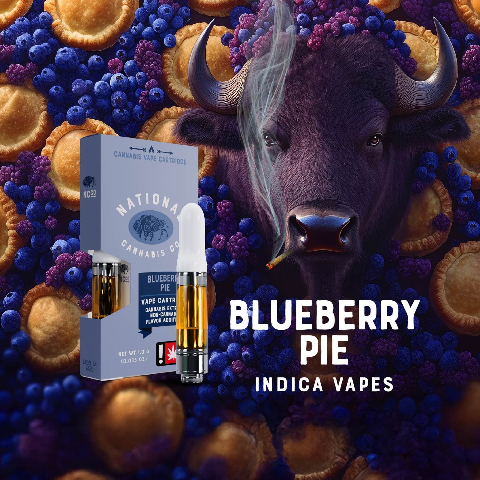 National Cannabis Co. Blueberry Pie Indica Flavored Cartridge (NC)