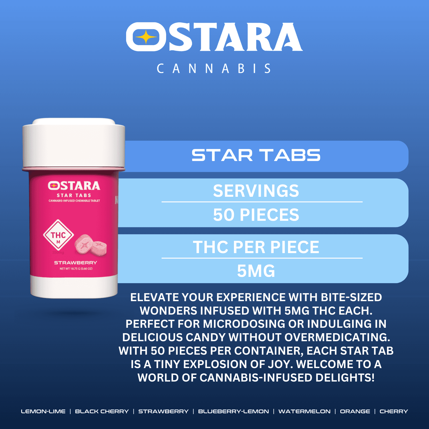 Ostara Star Tabs | Strawberry | 250mg | 50pk