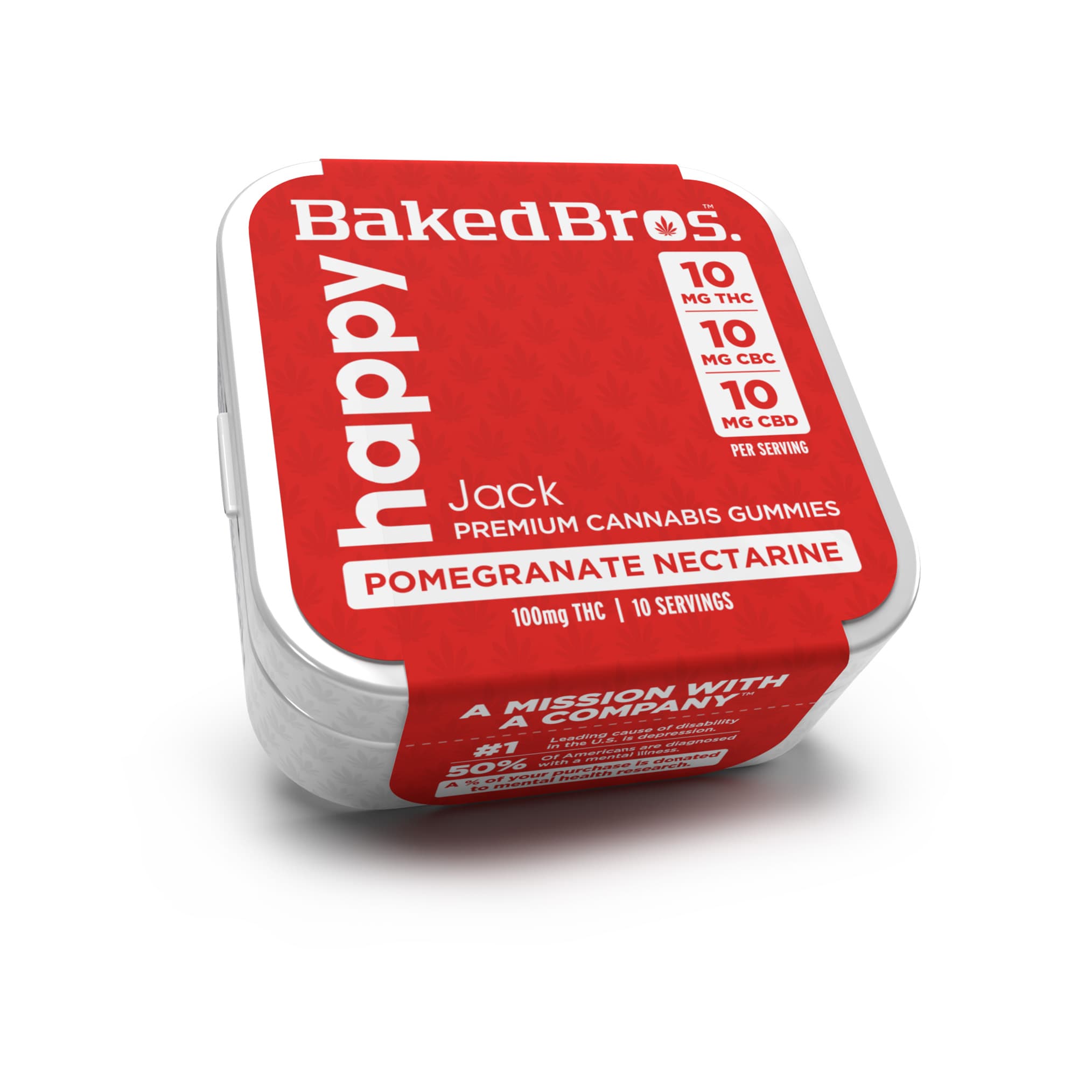 Baked Bros Pomegranate Nectar Happy Gummies [1:1:1 CBC:CBD:THC] 10pk