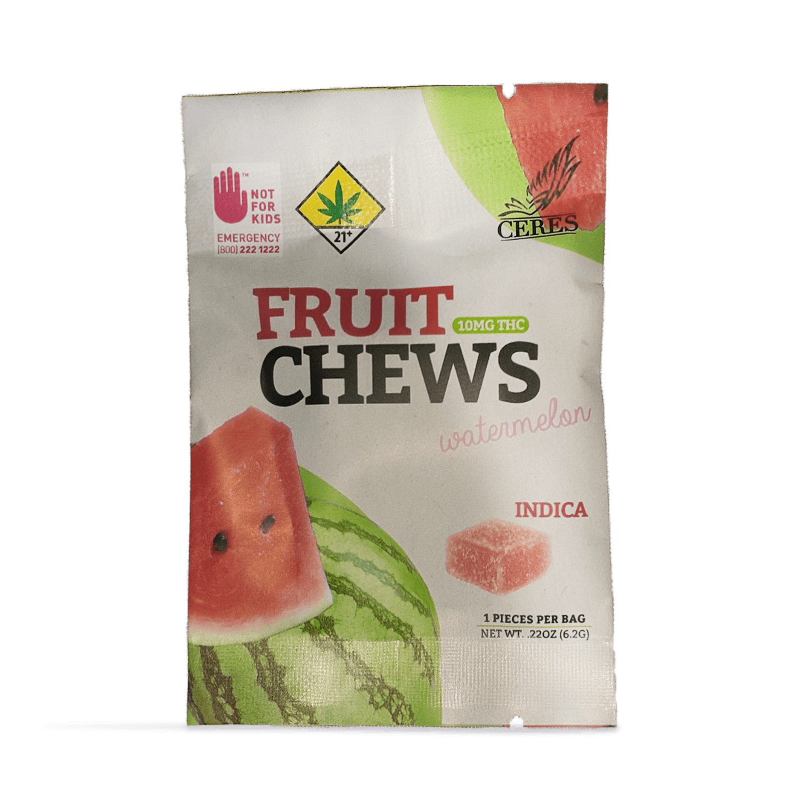 Ceres Watermelon Indica Fruit Chews 10-Pack | 100mg