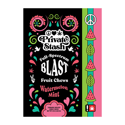 Private Stash Watermelon Mint Full Spectrum Fruit Chew Blast | 100mg