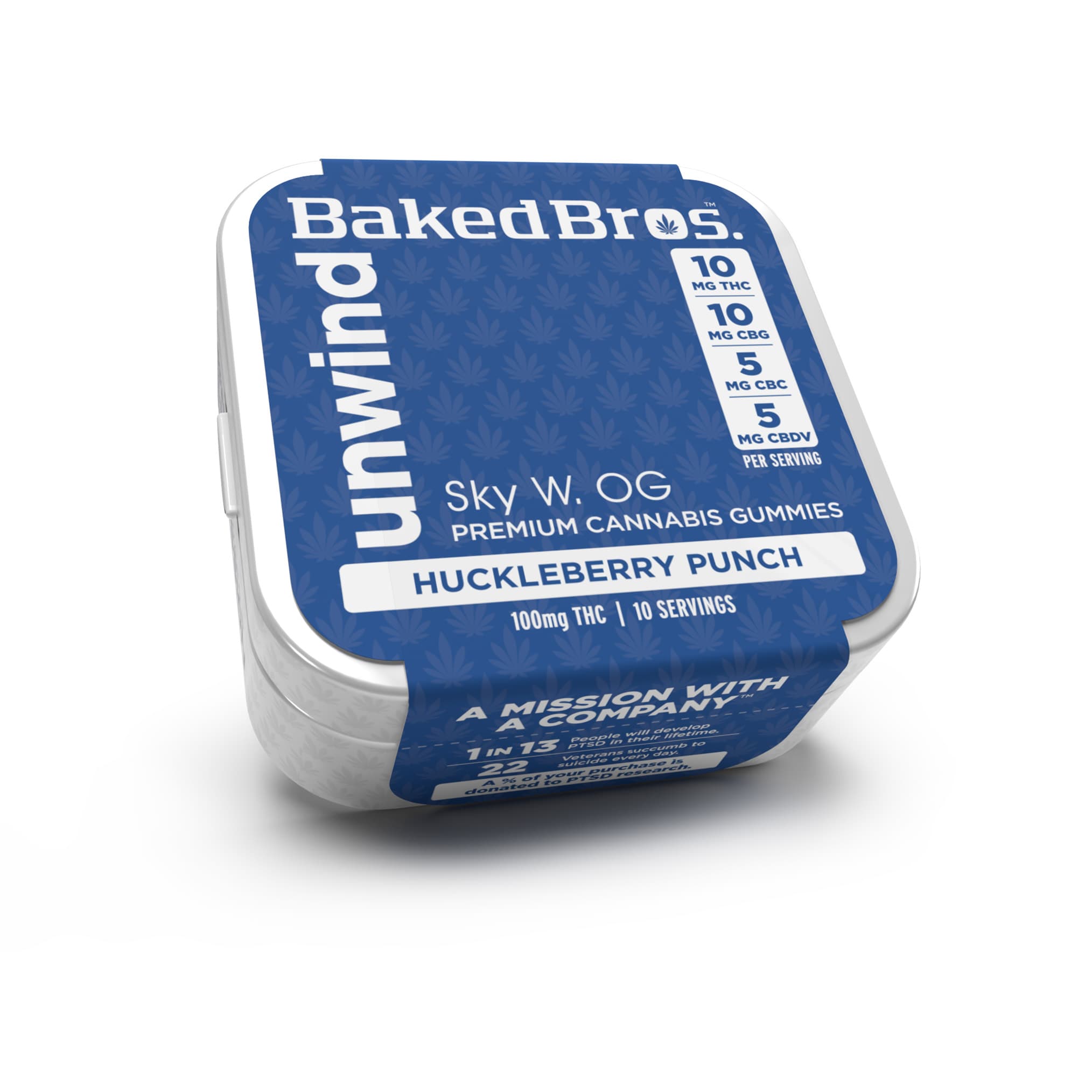 Baked Bros Huckleberry Punch Unwind Gummies [2:2:1:1 THC:CBD:CBC:CBG] 10pk