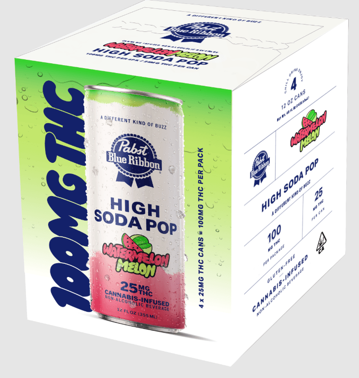 Pabst Blue Ribbon (PBR) PBR | High Soda Pop | Watermelon Melon | 4pk | 25mg