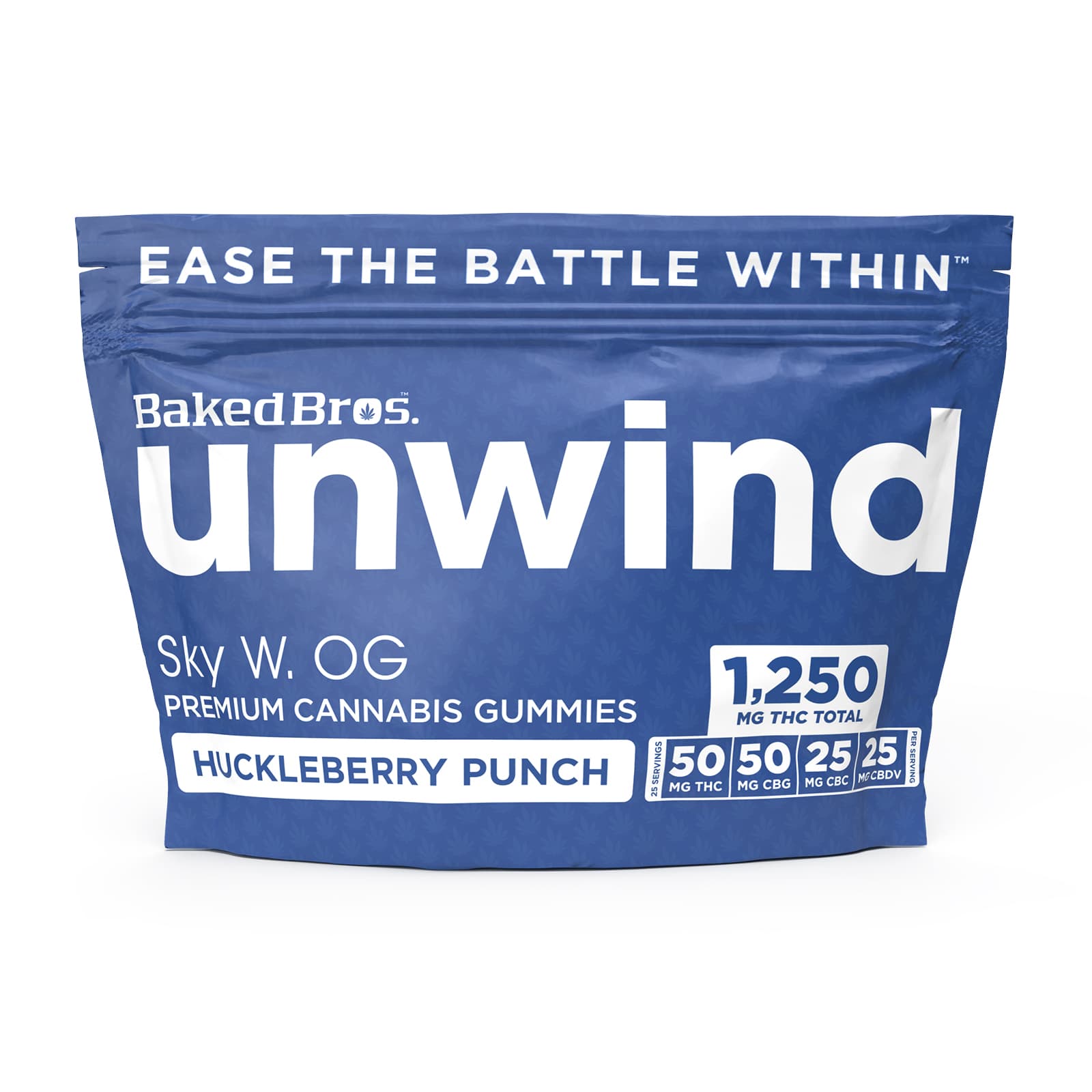 Baked Bros Baked Bro's Gummies 1250 MG Unwind Huckleberry Punch 2:2:1:1 (1250 MG: THC, CBG | 625 MG: CBC, CBDV)
