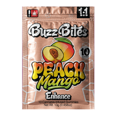 Buzz Bites Buzz Bites Enhance - 1:1 Peach Mango - 10 Piece