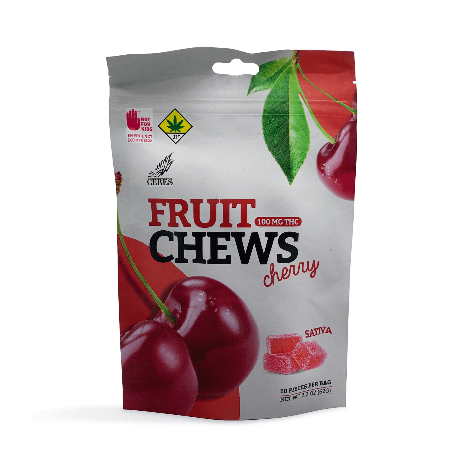 Ceres Cherry Sativa Fruit Chews 10-Pack | 100mg