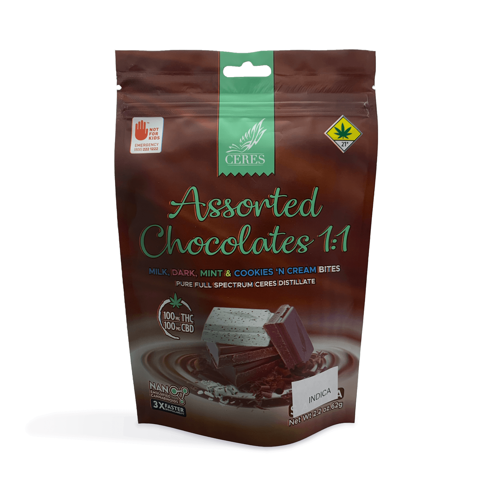 Ceres Assorted Chocolate Indica Bites 10-Pack | 100mg