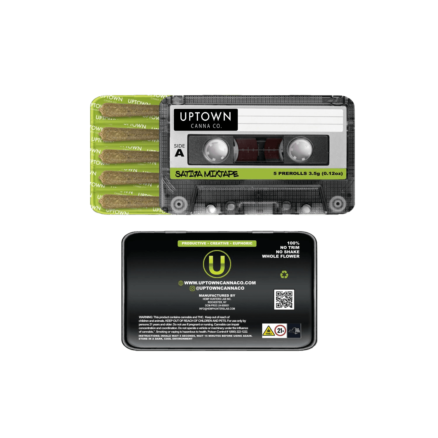 Uptown Vinyl Uptown Mixtape | Pre-rolls | Amnesia haze | Infused Diamonds | Sativa | 5pk
