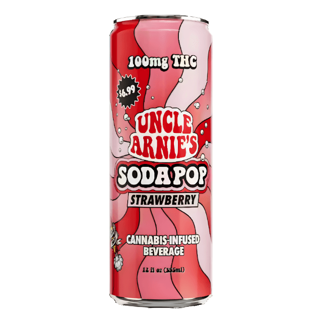 Uncle Arnies Beverage Strawberry 12oz Soda 100mg