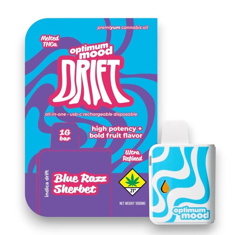 Optimum Mood Blue Razz Sherbert 1g Bold Fruit Flavor Disposable (Optimum Mood)