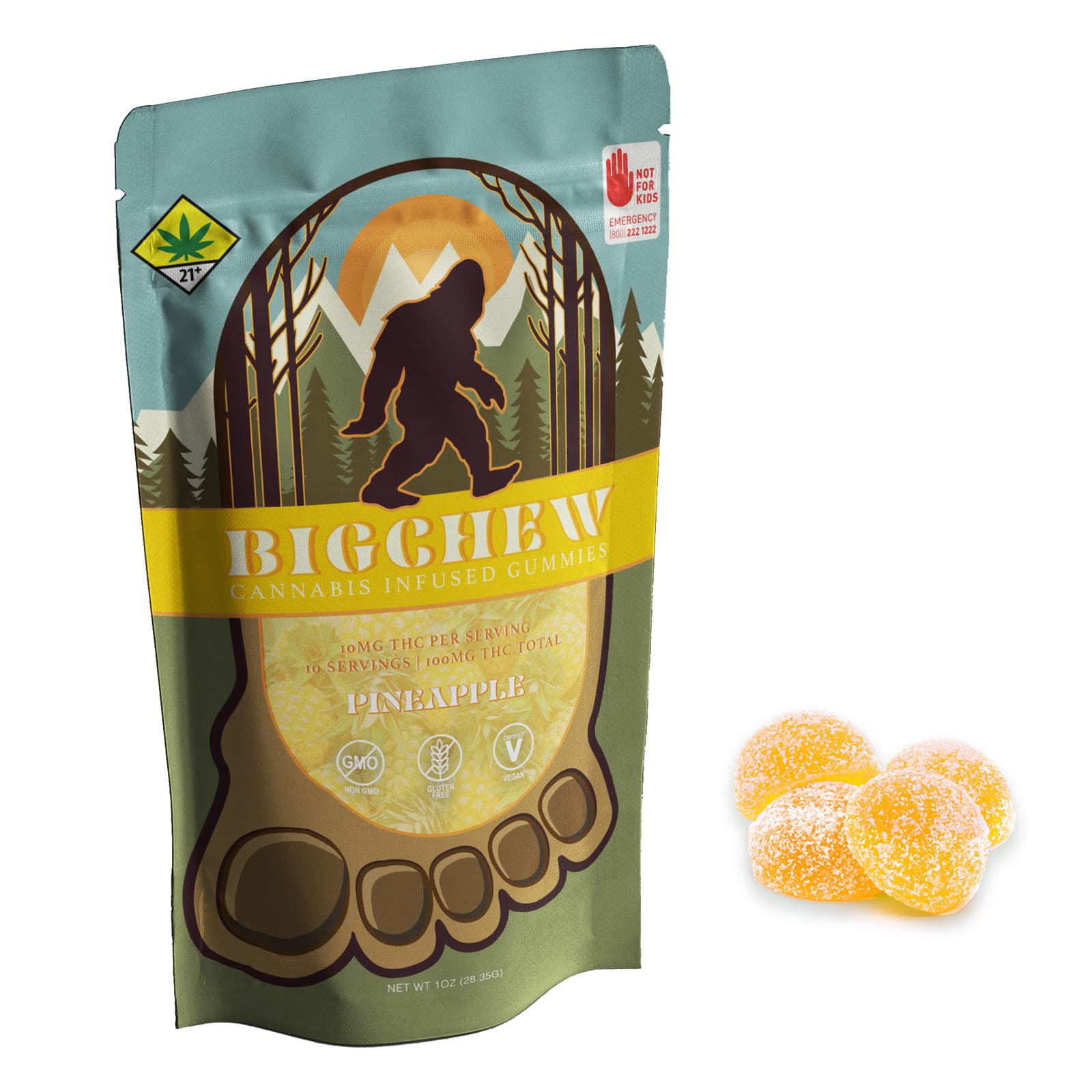 Soulshine Cannabis Big Chew Rosin Infused Gummy Pineapple | 100mg