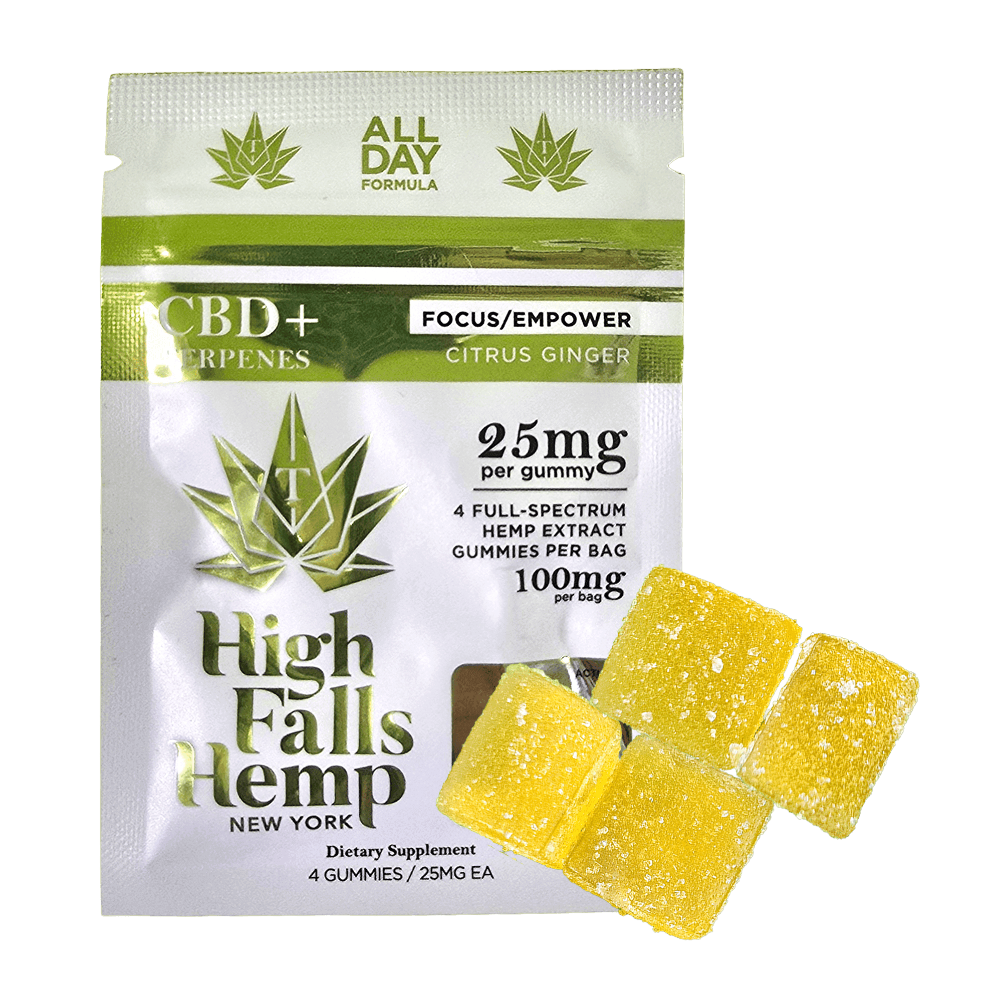 HIGH FALLS Citrus Ginger | Focus/Empower | Gummy | 100mg