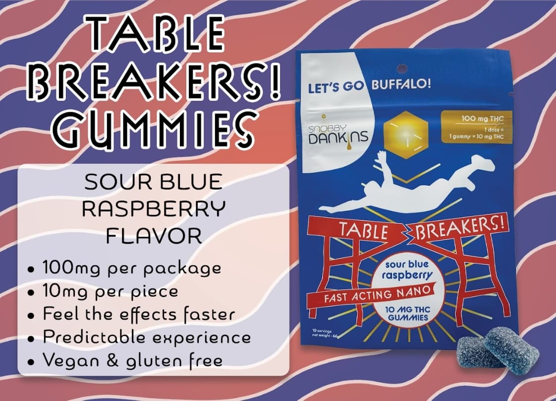 Snobby Dankins Snobby Dankins Table Breaker Blue Razz Nano-Enhanced Gummy 100mg