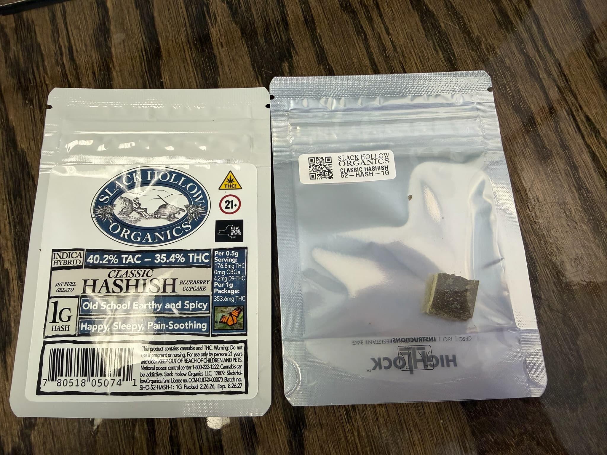 Slack Hollow Organics Classic Hashish (IH) | 1G Hash