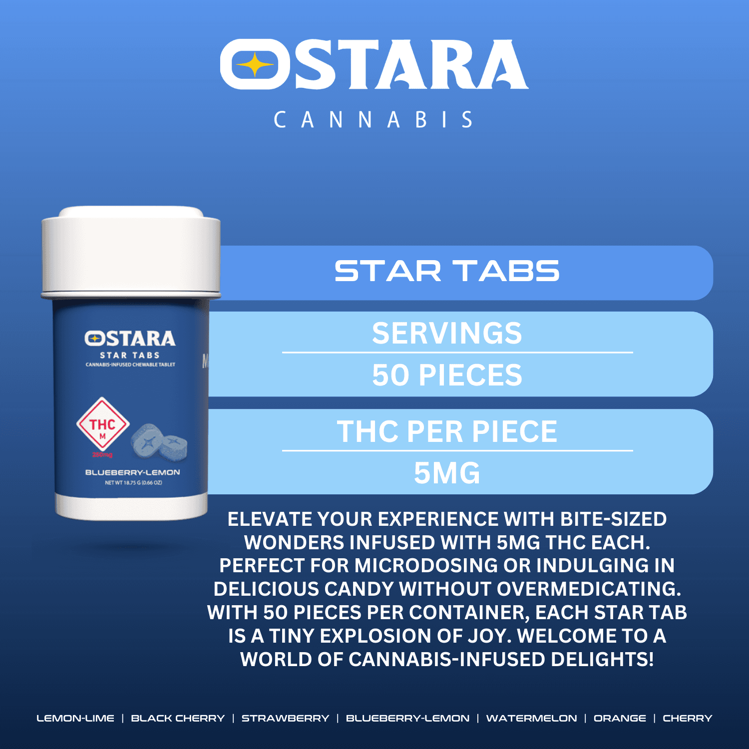 Ostara Star Tabs | Blueberry Lemon | 250mg | 50pk