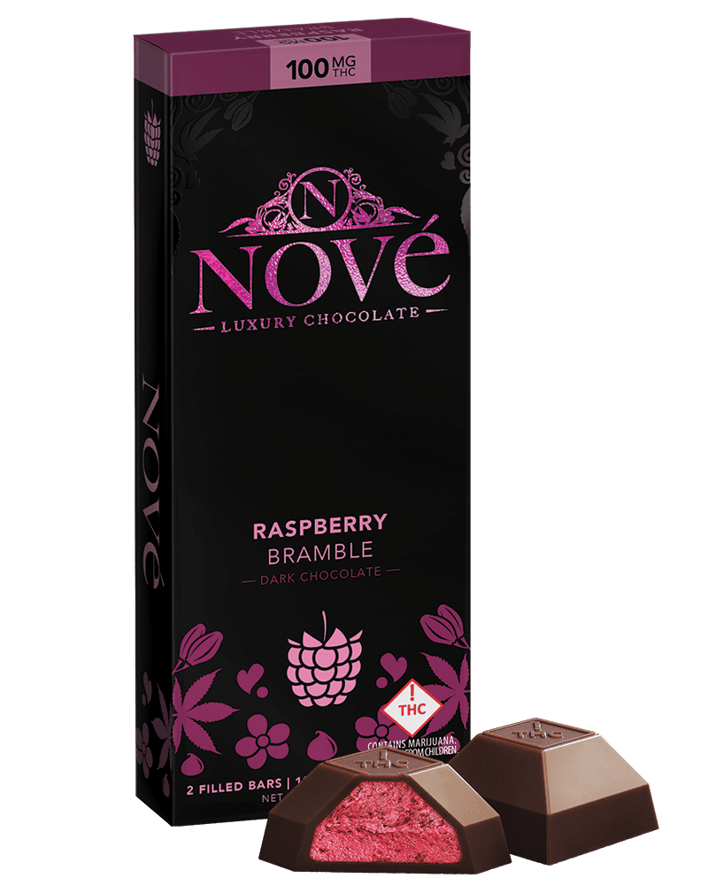Nove Nove Raspberry Bramble Dark Chocolate Bar 100mg (H)