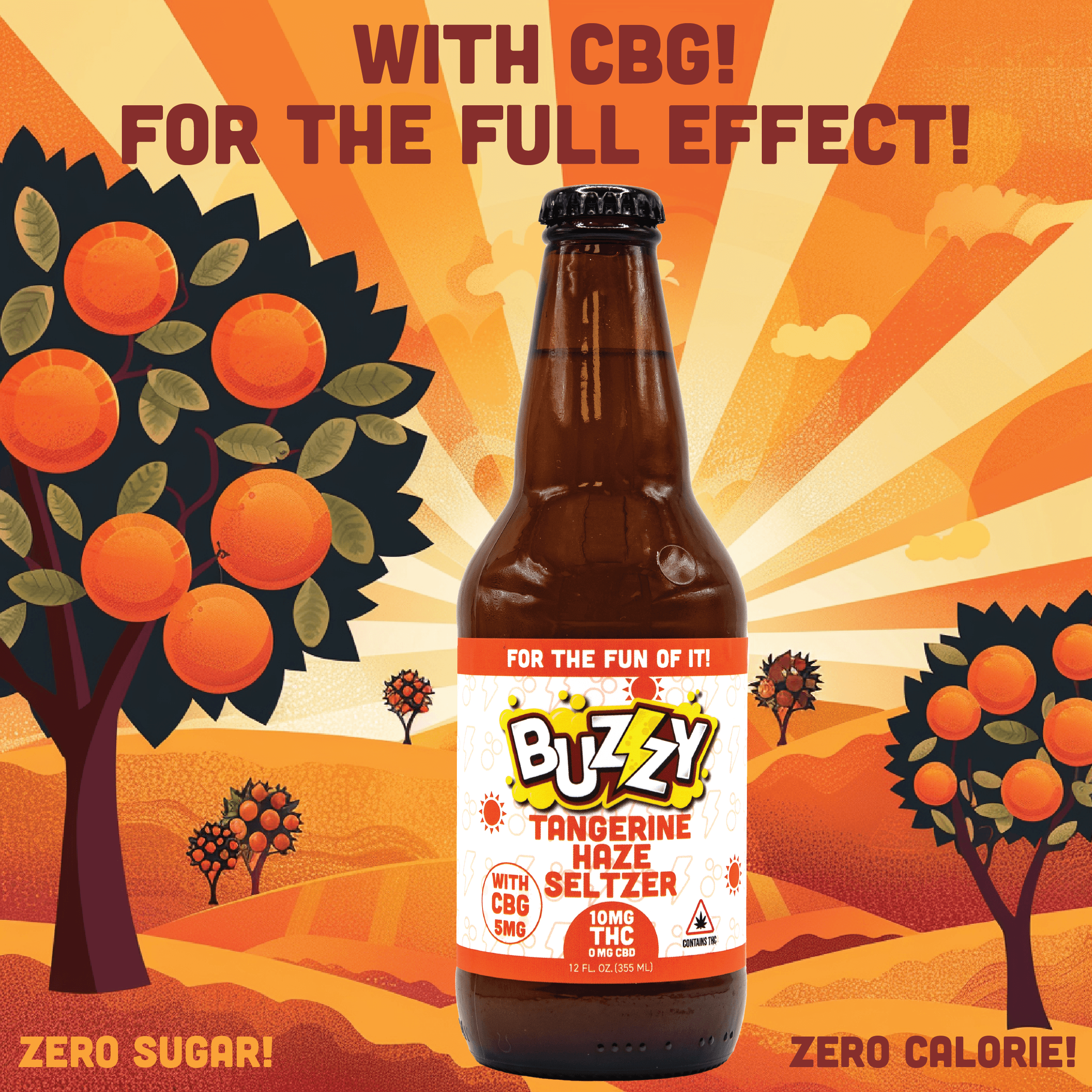 Buzzy Beverages Drink Tangerine Haze Seltzer 10mg THC