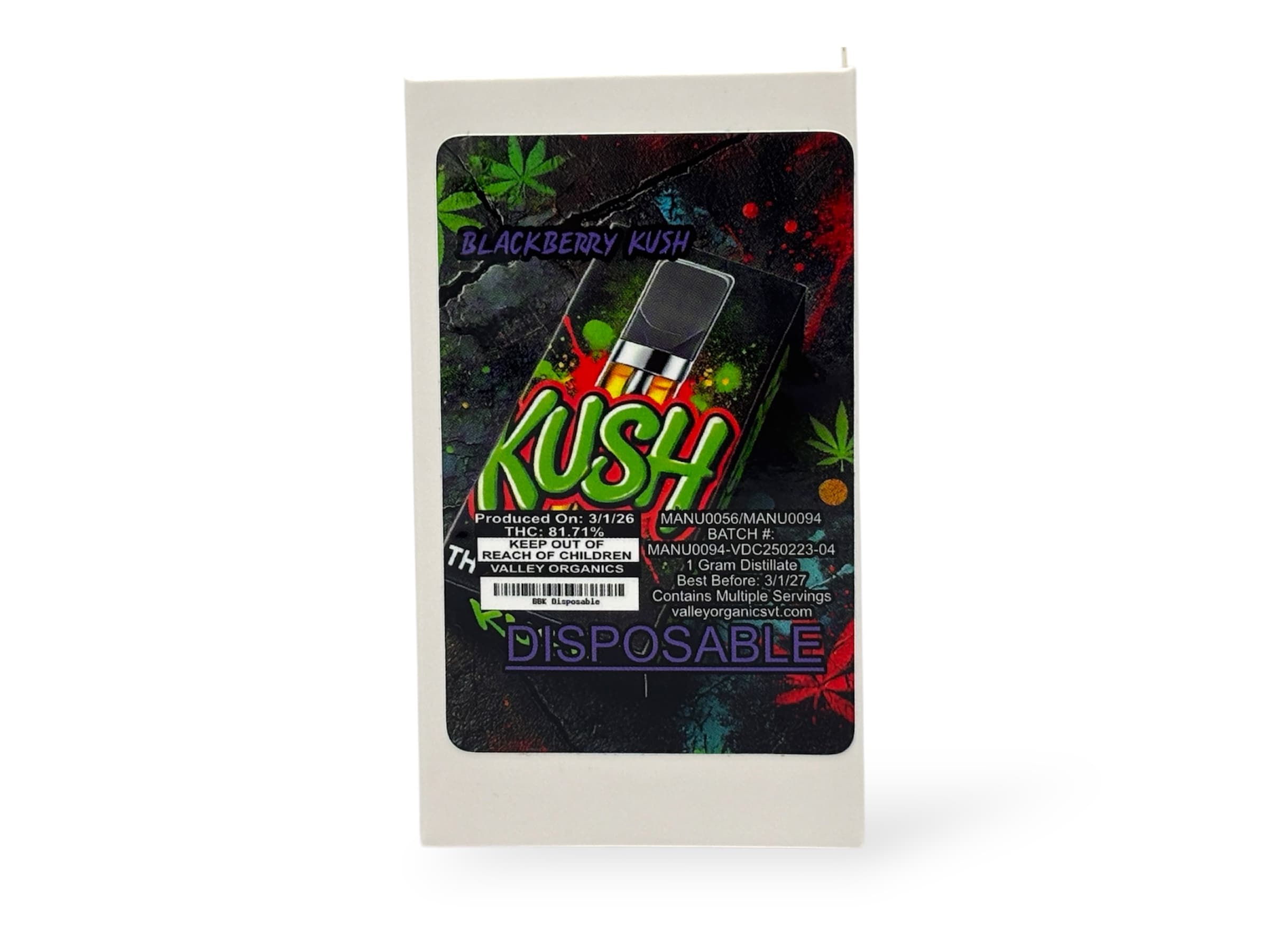 Valley Organics Blackberry Kush Disposable