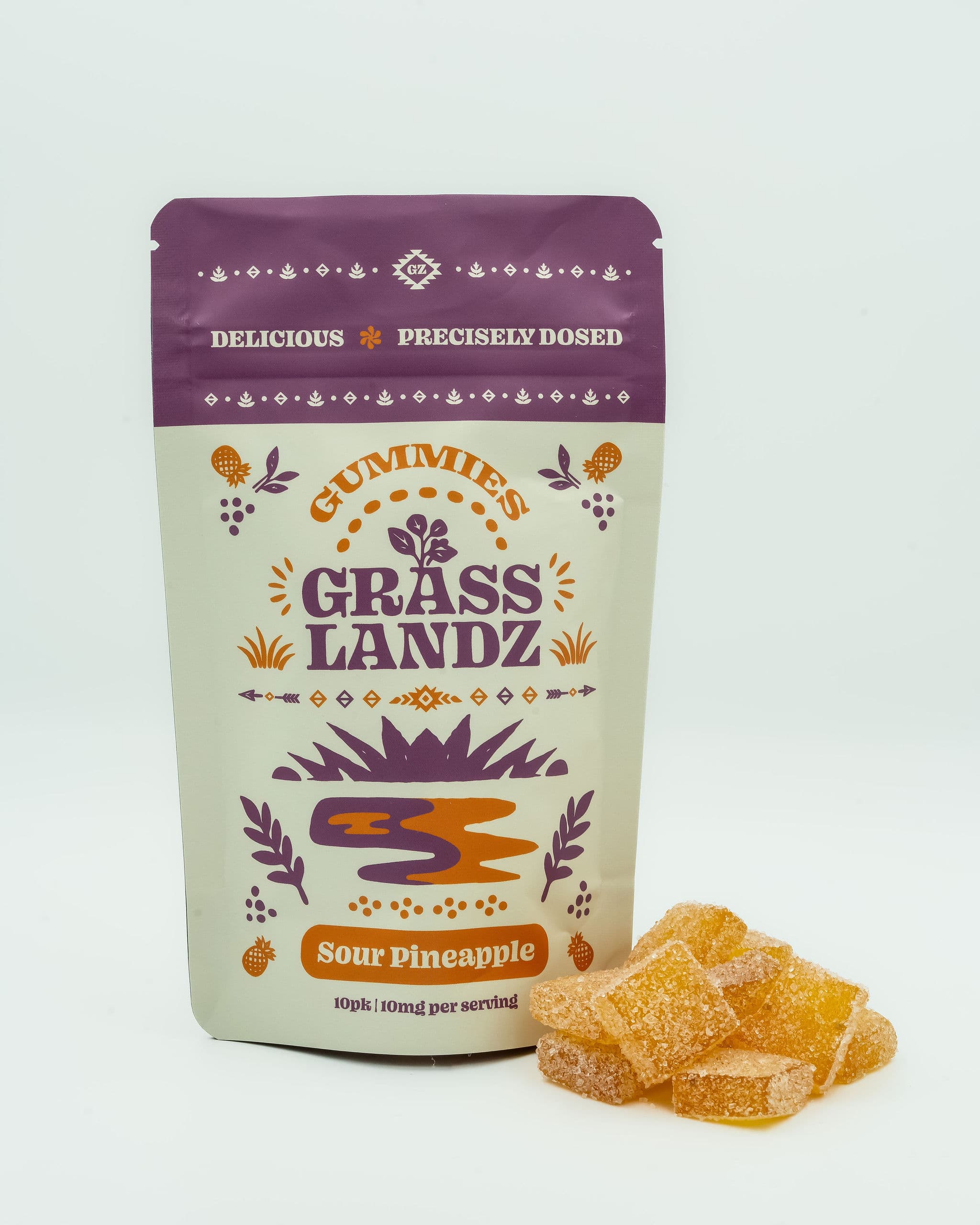 Grasslandz Sour Pineapple Gummies - 100mg THC