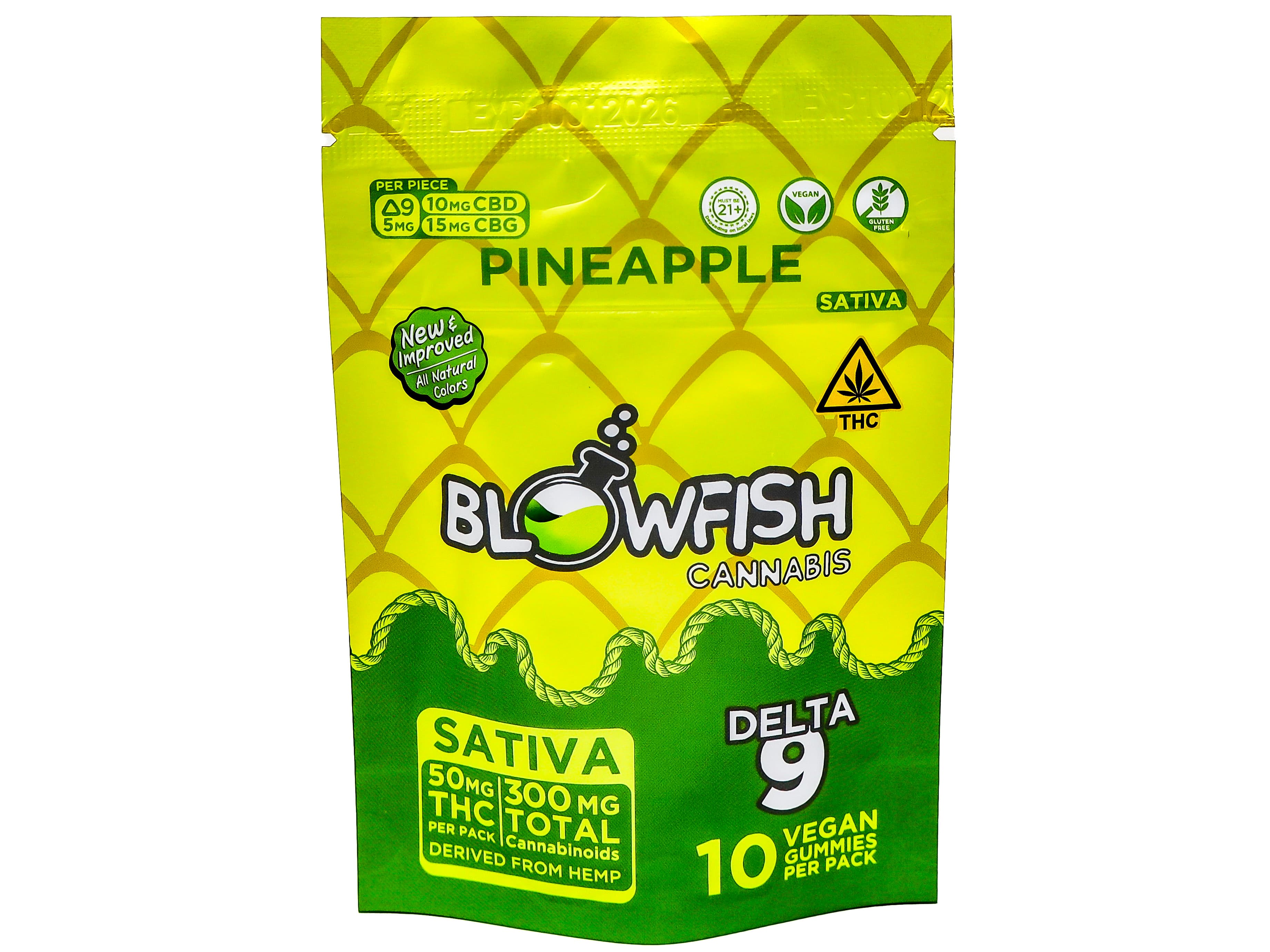Blowfish BFS Pineapple Sativa Gummies 50mg THC