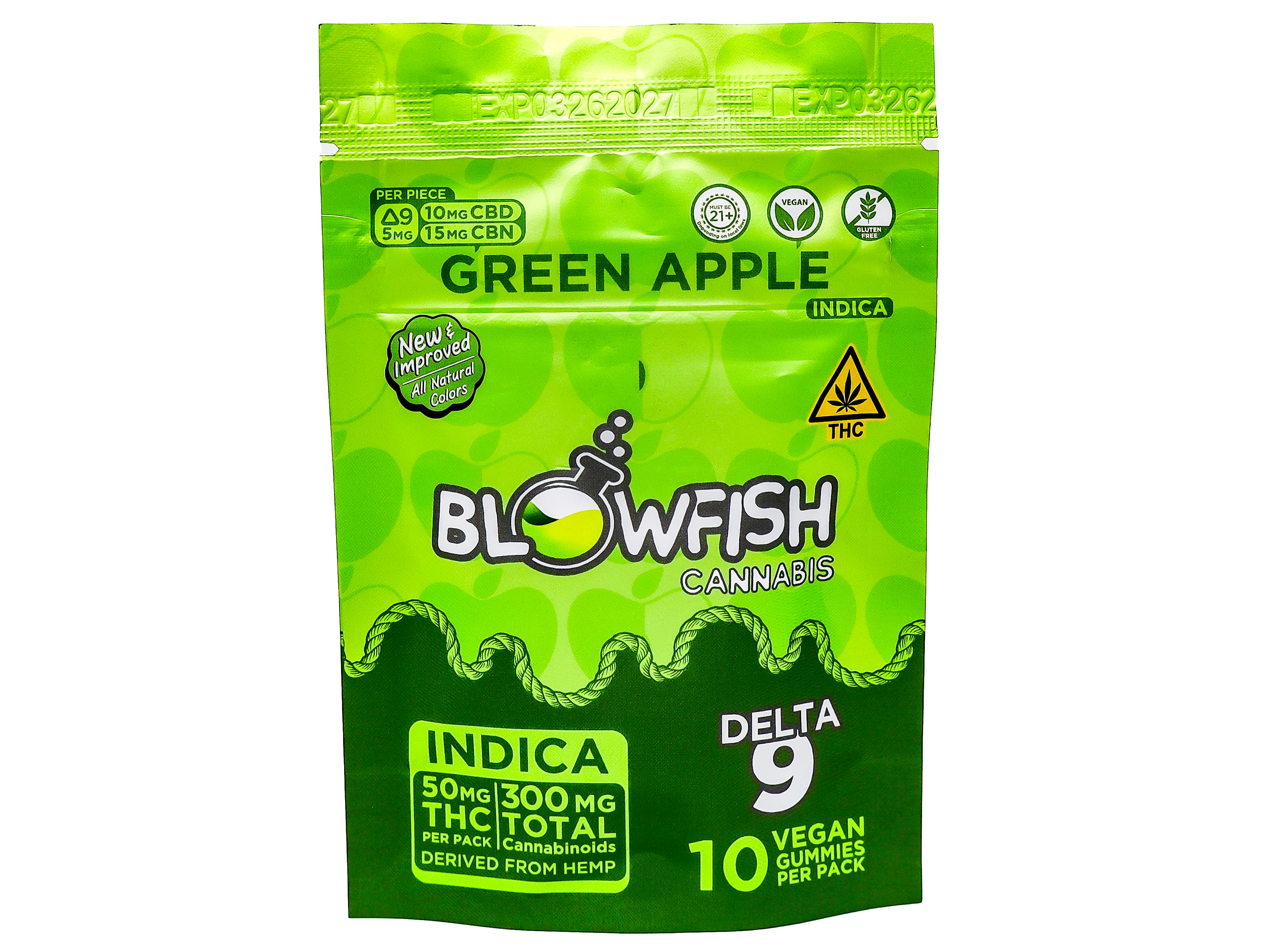 Blowfish BFS Green Apple Indica Gummies 50mg THC
