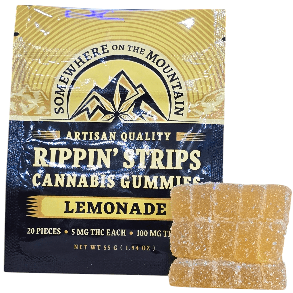 Somewhere On The Mountain SOTM - Lemonade 'Rippin Strips' Gummies - 100MG THC