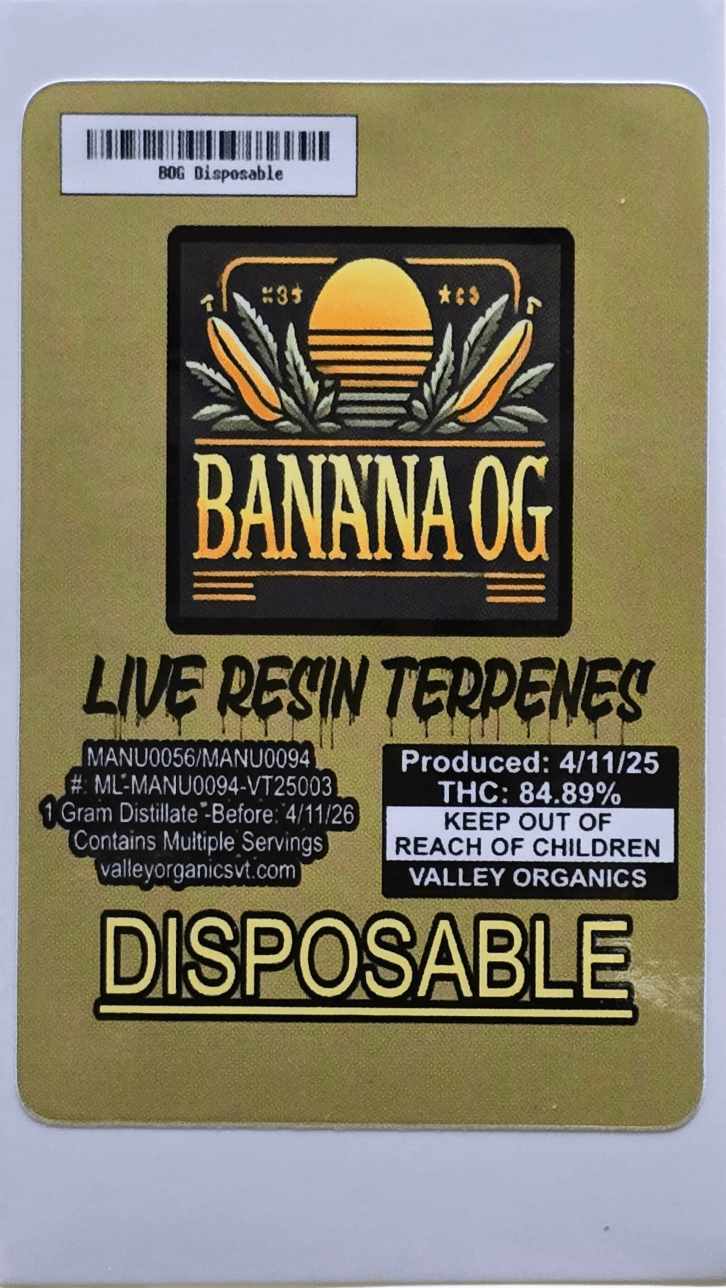 The Evidence Room Disposable + Banana OG