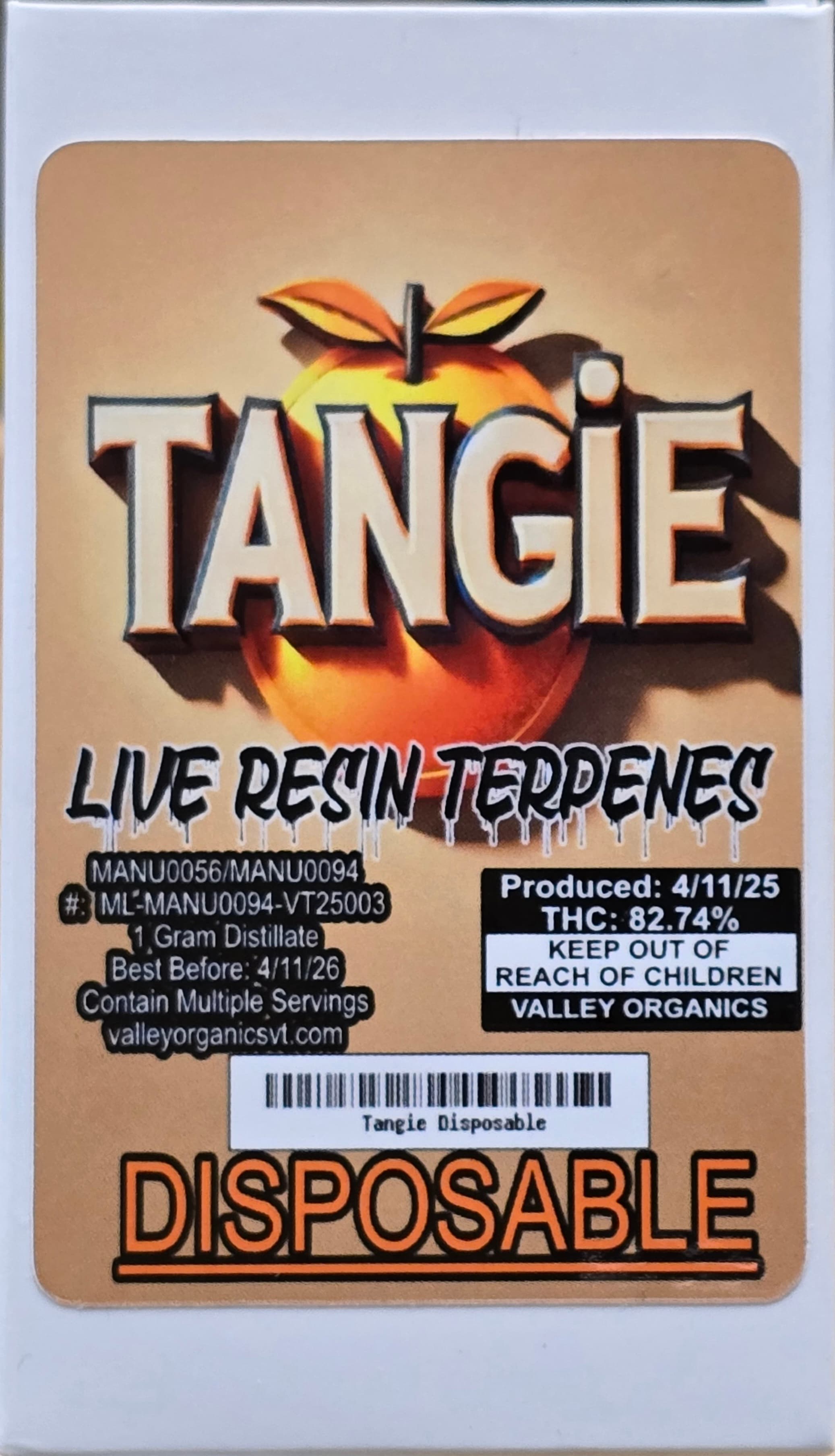 The Evidence Room Tangie Disposable Resin Terpenes