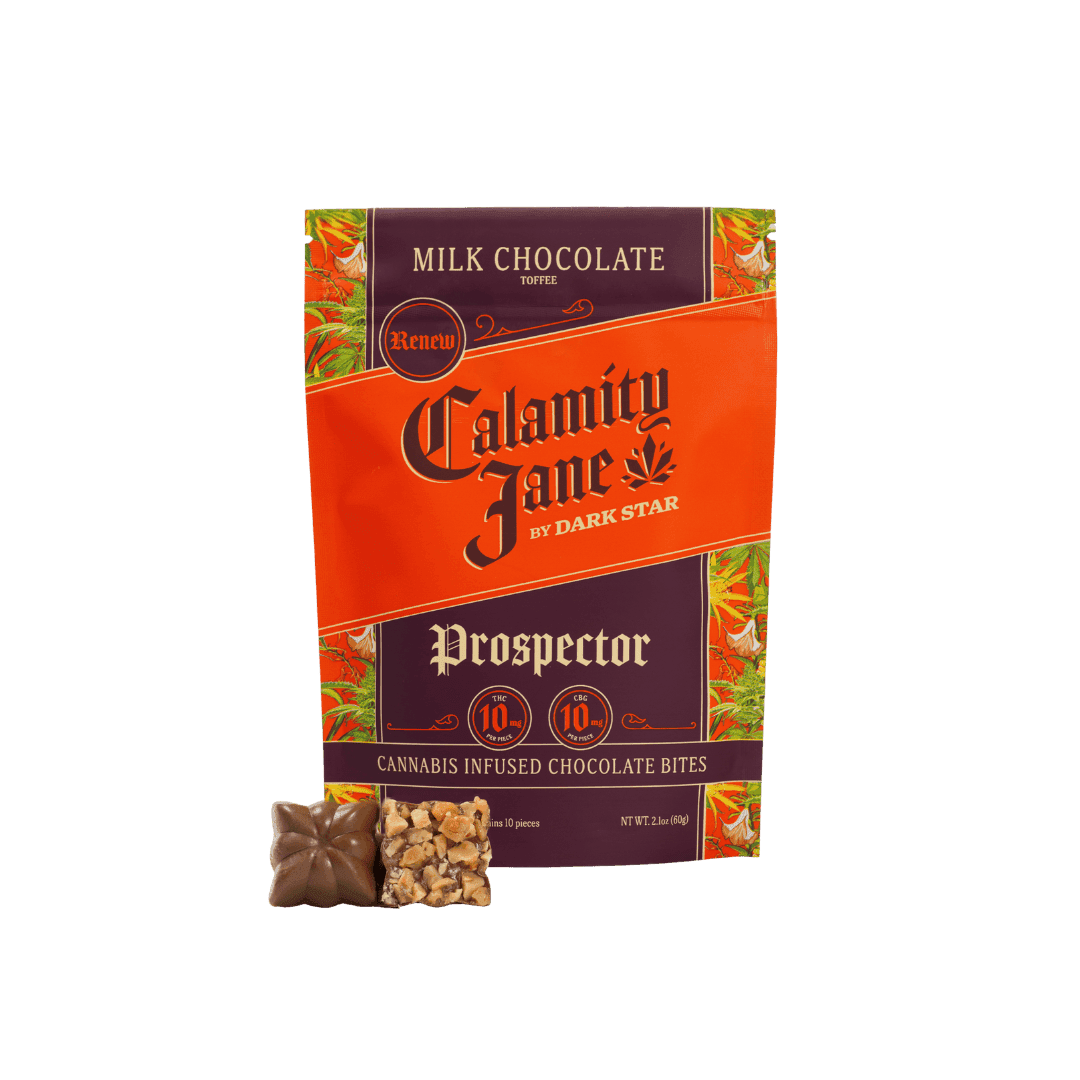 Dark Star Dark Star Calamity Jane Confections Prospector 1:1 THC:CBG Infused Milk Chocolate Toffee Bites 100mg