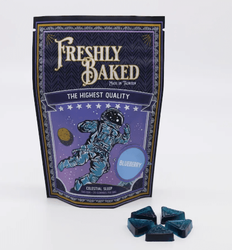 Freshly Baked Company Celestial Sleep Blueberry 1:1 (THC/CBN) Gummies 100mg