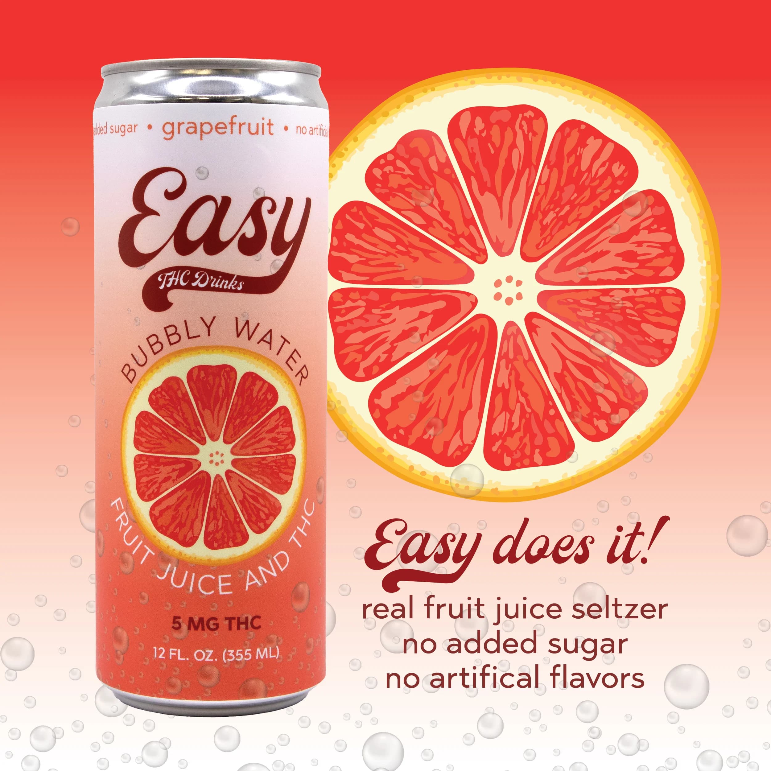 Easy THC Drinks Grapefruit [12oz] (5mg)
