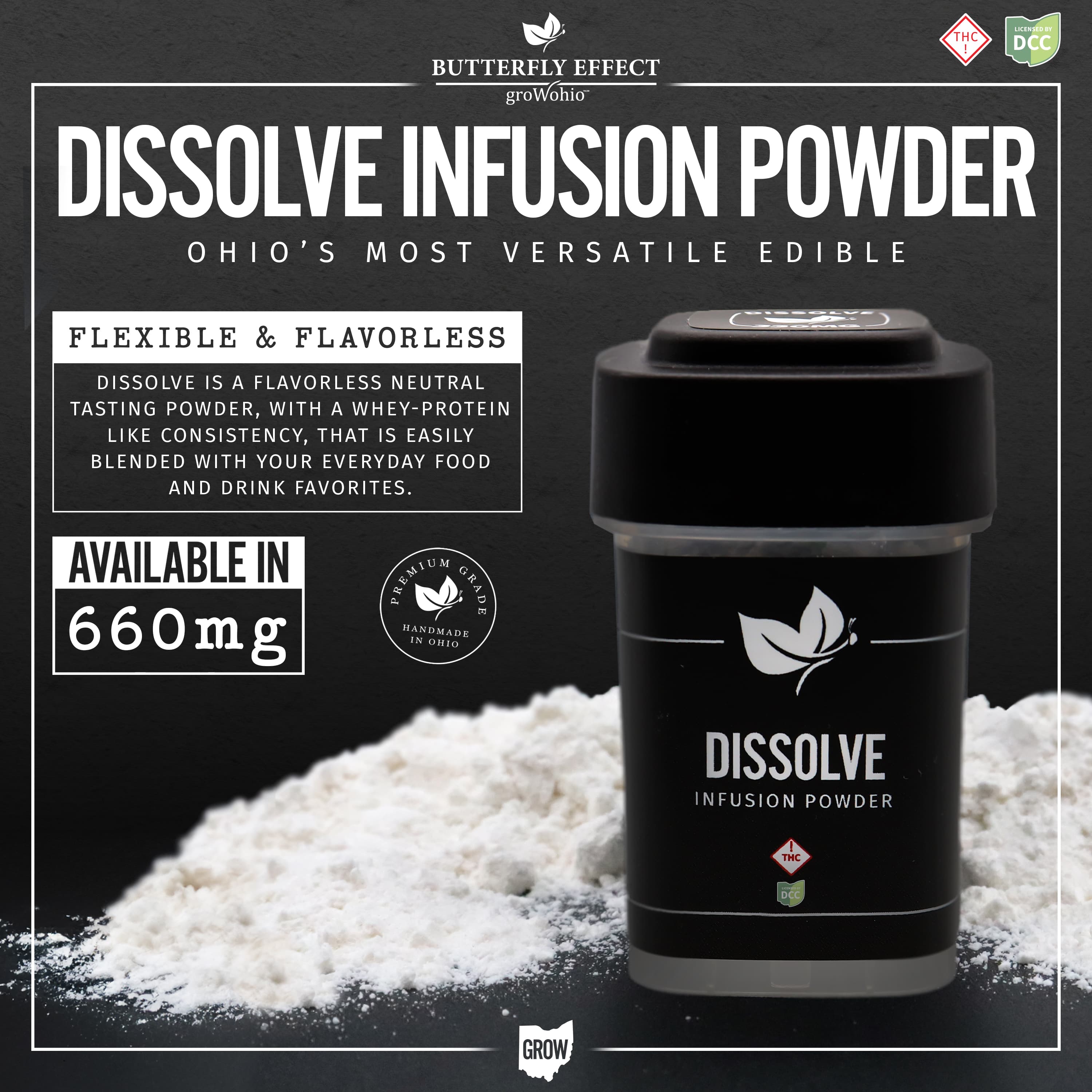 Butterfly Effect by Grow Ohio Infusion Powder | Powder Drink Mix | 660mg Edibles