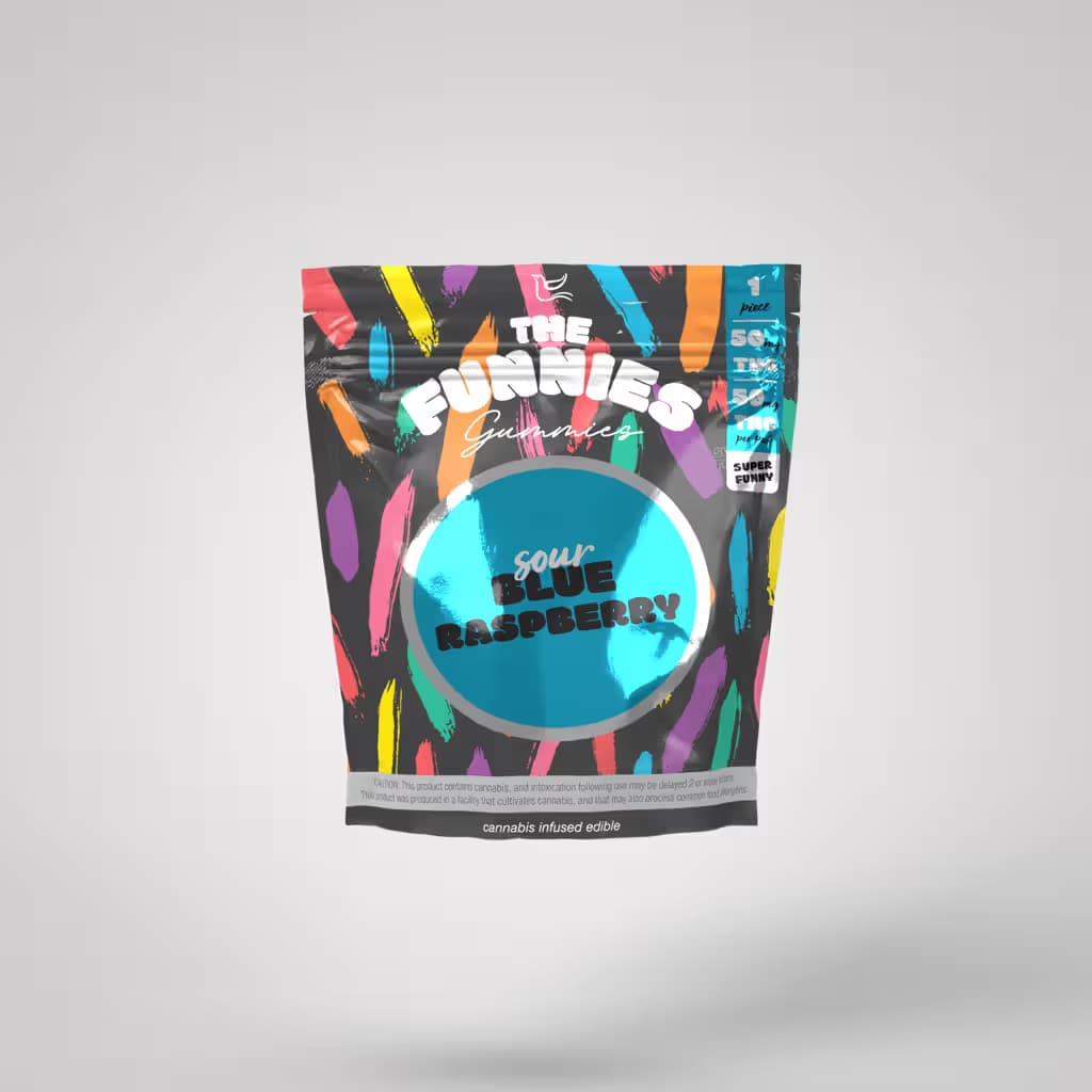 The Funnies Gummies Sour Blue Raspberry | 5mg | 20pk Gummies | The Funnies Gummies