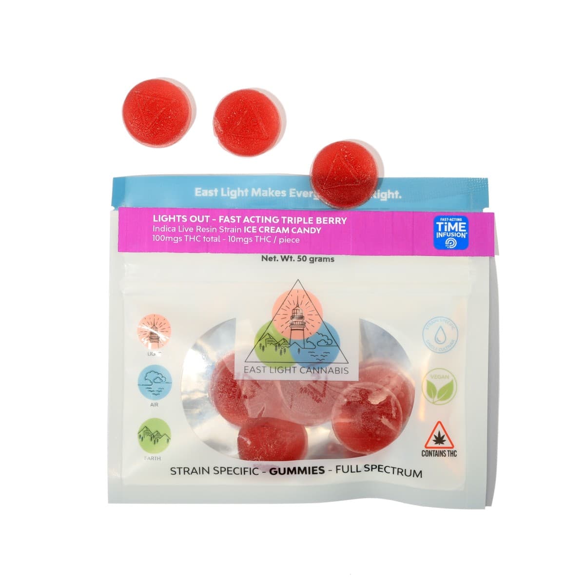SeaWeed Co. ELC - Happy Time - Blueberry Lemonade Gummies - 2 THC: 1 CBG - 100mg
