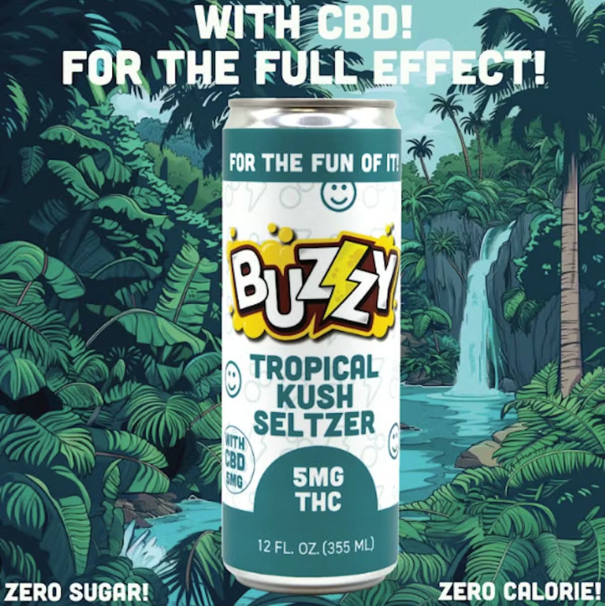 Buzzy Seltzer Buzzy Seltzer 1:1 CBD (5mg) Tropical Kush