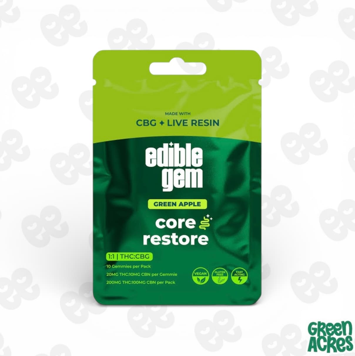 Edible Gem Core Restore Green Apple Live Resin Gummies