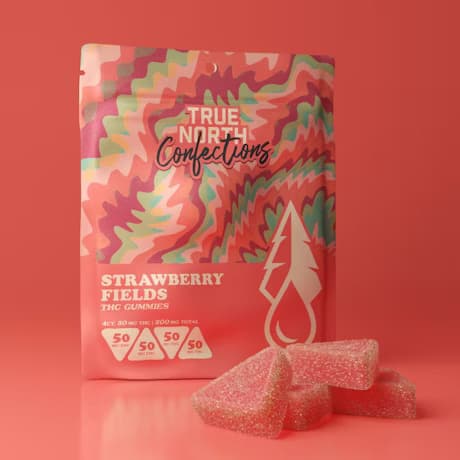 TRUE NORTH 200MG True North 4x50mg Strawberry Fields Vegan Gummies