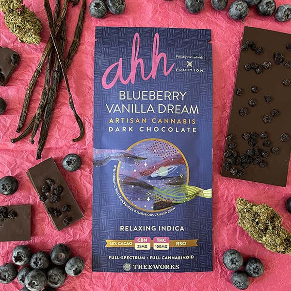Ahh Moments Blueberry Vanilla Dream 4:1 (THC:CBN) Chocolate Bar | 100mg/20pc