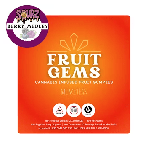 Muncheas by Green Gold Group Sour Berry Medley Fruit Gems | 100mg
