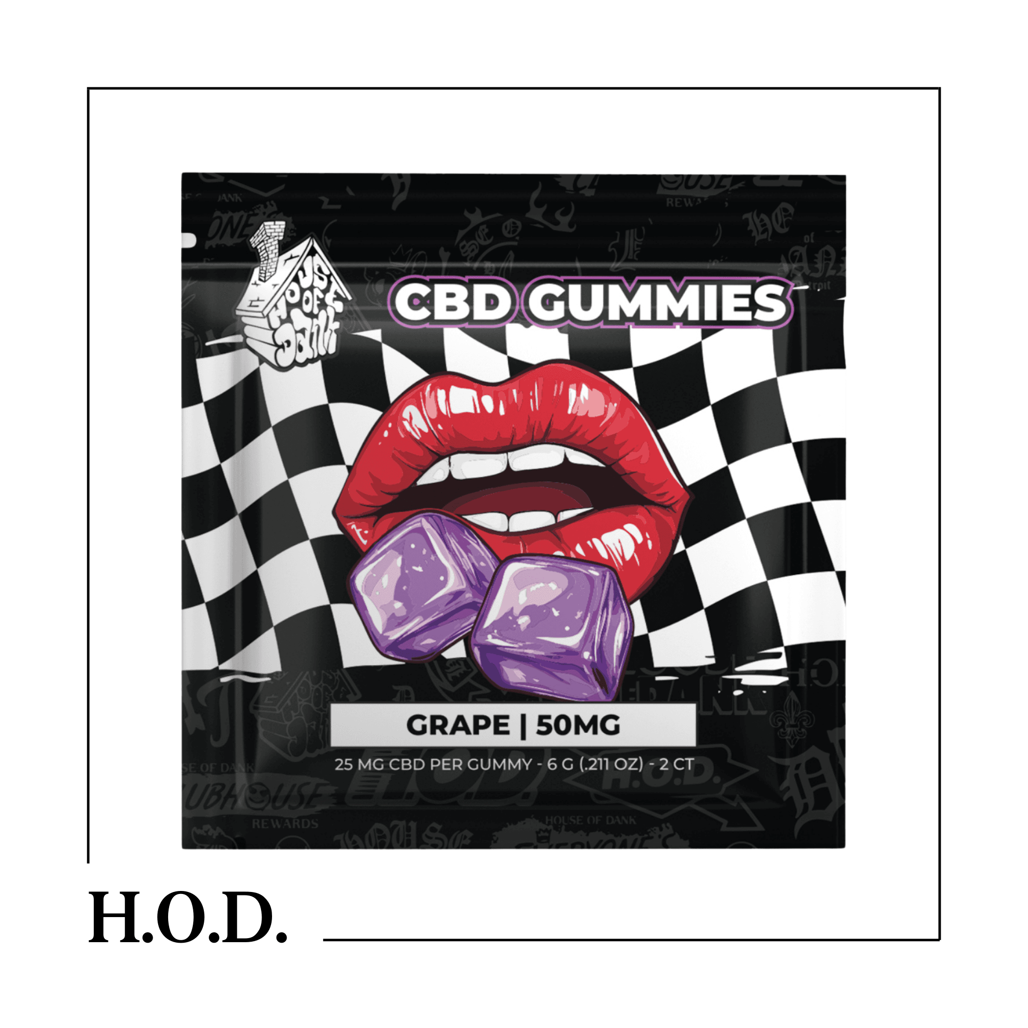 House of Dank H.O.D. CBD Grape Gummy 25mg 2 Count