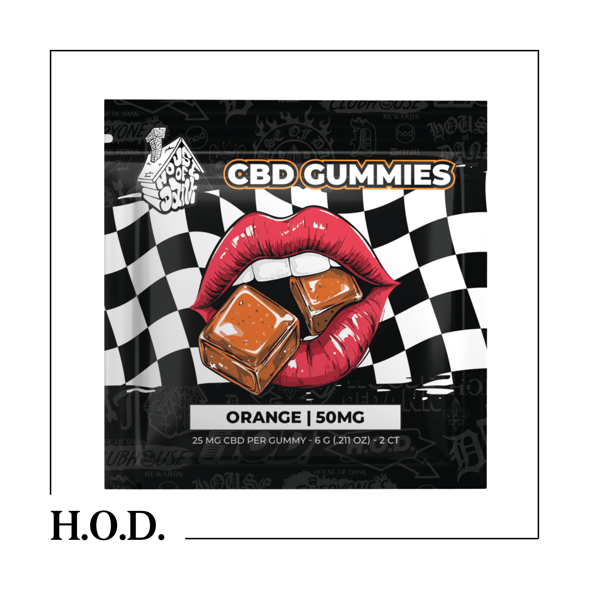 House of Dank H.O.D. CBD Orange Gummy 25mg 2 Count