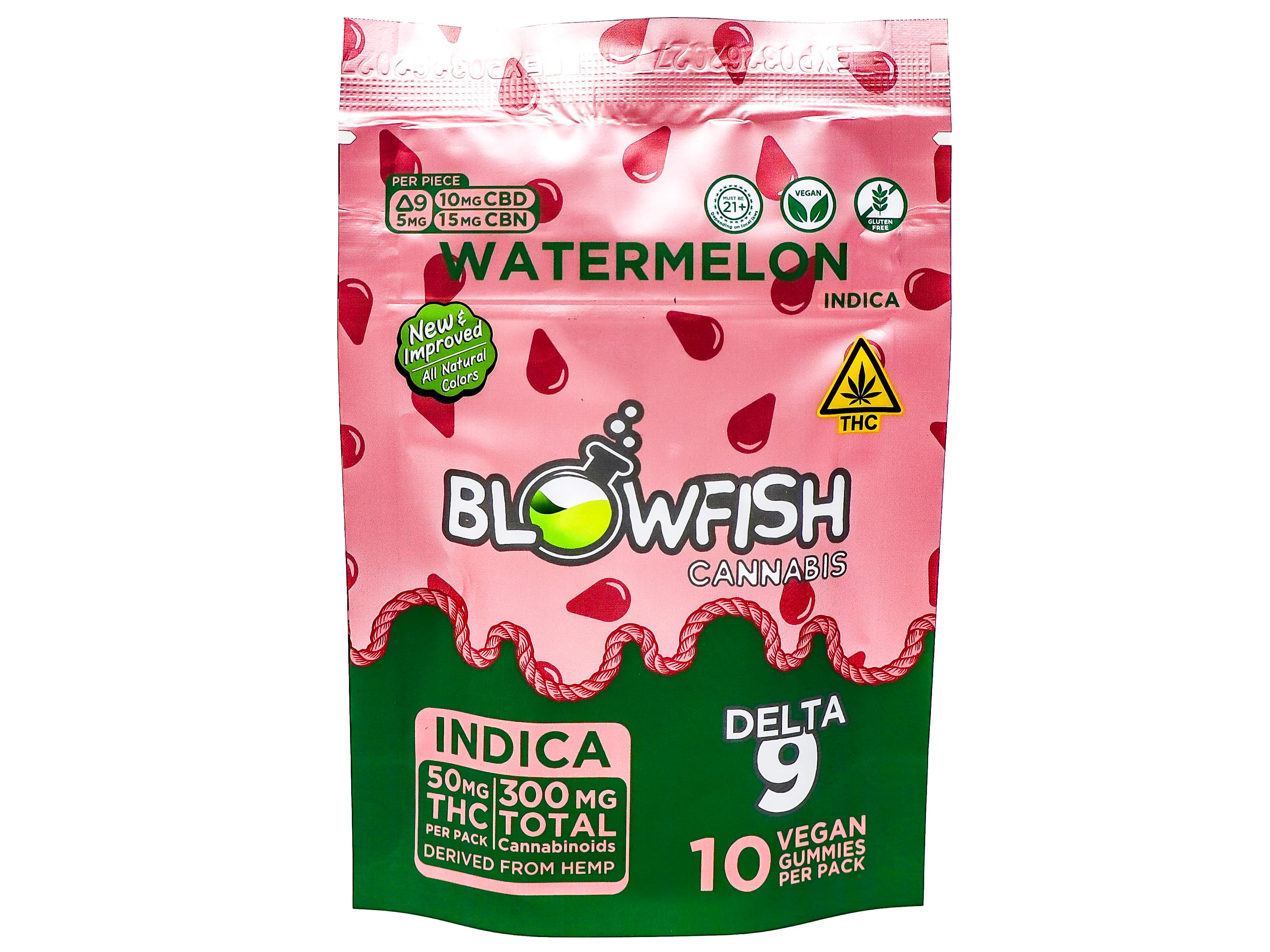 Blowfish BFS Watermelon Indica Gummies 50mg THC