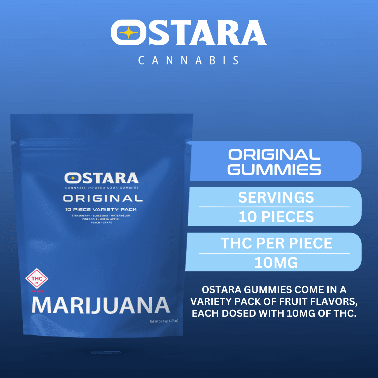 Ostara Original | Sour Variety Pack Gummies | 100mg (10pcs)